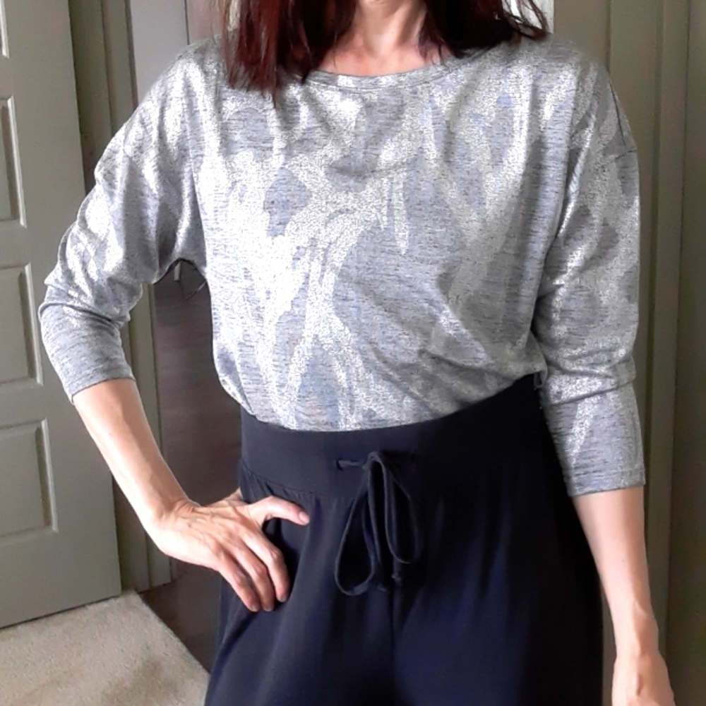 Silver 3/4 sleeve top -White House Black Market
